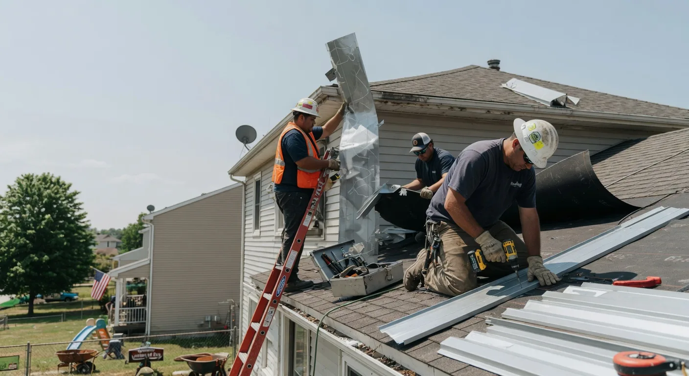 Storm Damage Metal Roof Repair in North Oxford, MA